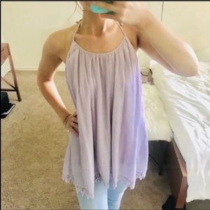 NWT tobi lavender lace trim top